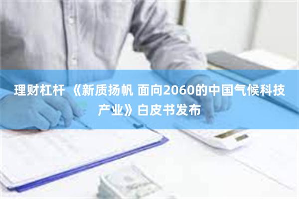 理财杠杆 《新质扬帆 面向2060的中国气候科技产业》白皮书发布