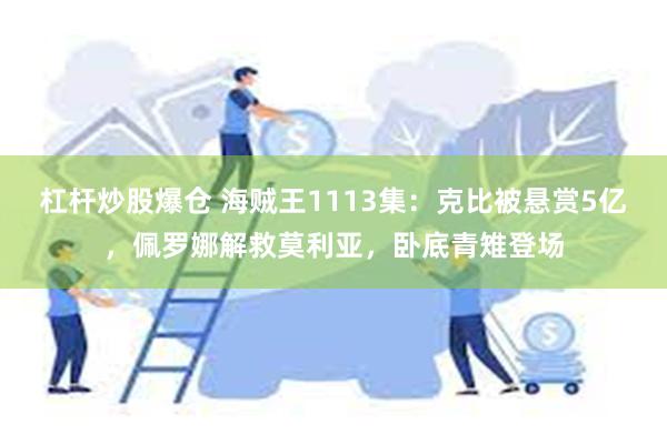 杠杆炒股爆仓 海贼王1113集：克比被悬赏5亿，佩罗娜解救莫利亚，卧底青雉登场